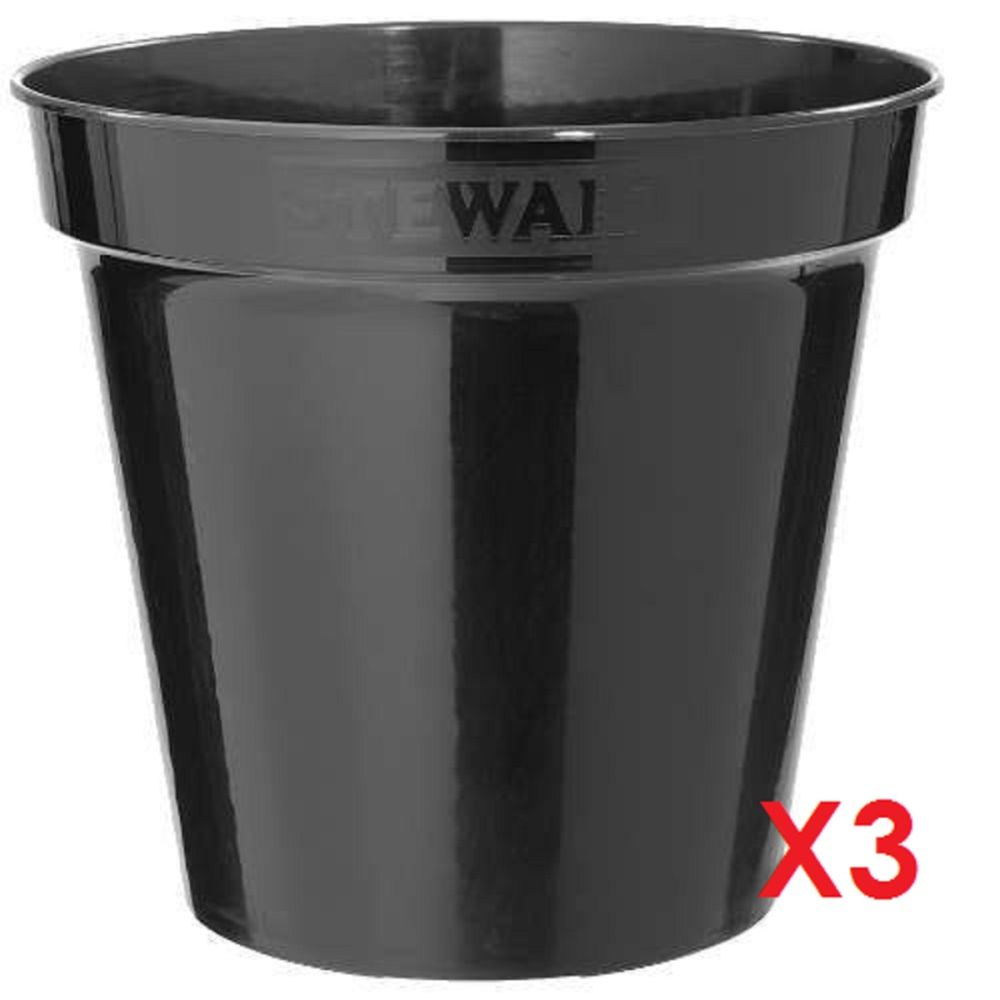 6" Black pot x3